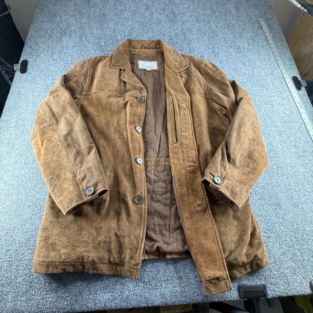 Wilsons Leather M Julian Mens Brown Suede Quilted Lined Car Coat Jacket Large